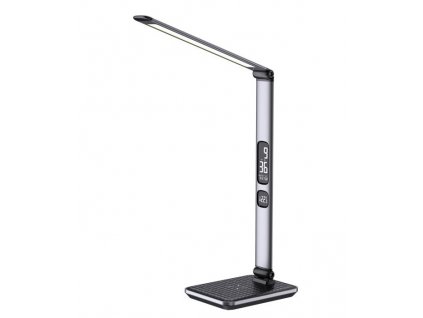 IMMAX LED stolní lampička Heron 2/ Qi nabíjení/ 8,5W/ 504lm/ DC 12V/2,5A/ stmívatelná/ sklápěcí rameno/ stříbrná