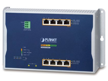 Planet WGS-4215-8HP2S plochý L4 switch, 8x1Gb, 2x1Gb SFP, 4+4 PoE 802.3at/bt 360W, 48-56VDC, -40~75°C, IP30, fanless