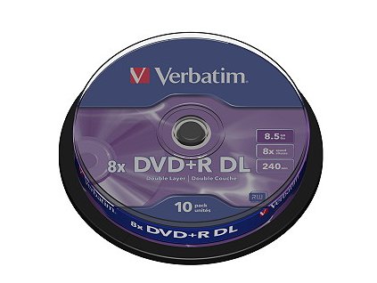 VERBATIM DVD+R(10-Pack)Spindl/MattSlvr/8x/8.5GB