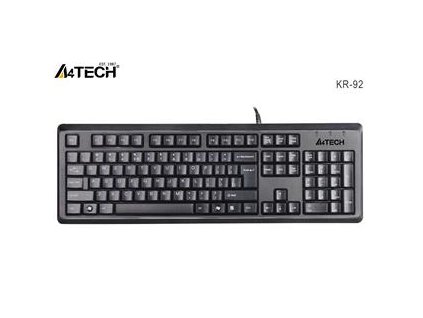A4tech KR-92, klávesnice, CZ/US, USB, voděodolná, černá