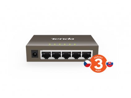 Tenda TEG1005D - 5x 10/100/1000 Mbps Kovový Switch, Fanless - bez ventilátorů, ochrana 6 kV