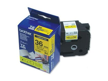 Kompatibilní páska s Brother TZ-661 / TZe-661, 36mm x 8m, černý tisk / žlutý podklad