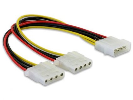 Delock 82100 Y napájecí kabel Molex samec > 2x Molex 4pin samice