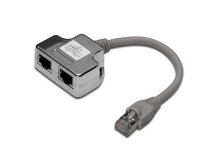 Digitus Adaptér pro patch kabel CAT 5e, 2x CAT 5e, stíněné PC-PC, 2x samice RJ45 až 1x samec RJ45, 0,19 m