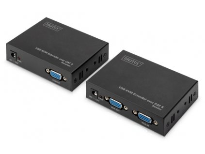 Digitus KVM Extender USB, 1 místní + 1 vzdálený uživatel do 200M (CAT5, UTP), rozlišení 1920X1080 při 60 Hz