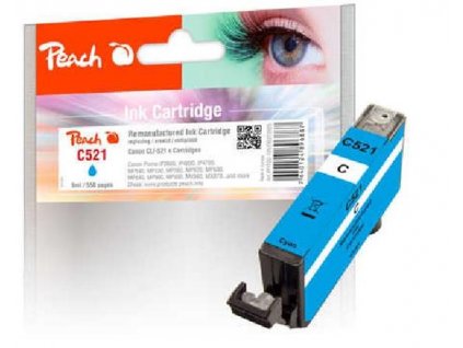 Peach Canon Inkoustová náplň CLI-521c, 9 ml kompatibilní - modrá