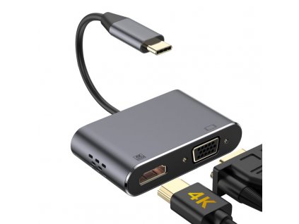 PLATINET adaptér USB-C na HDMI 4K 30Hz VGA PORT