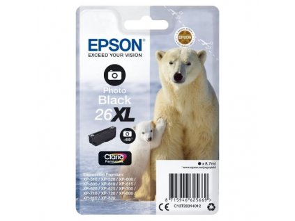 Epson inkoustová náplň/ T2631/ Singlepack 26XL Claria Premium Ink/ Foto Černá