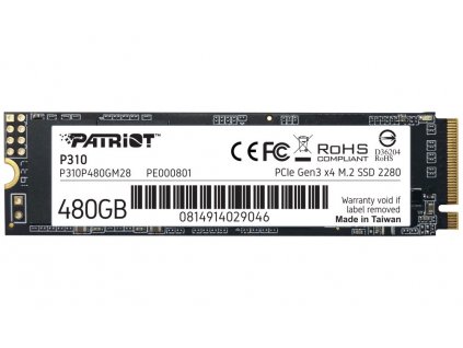 PATRIOT P310 480GB SSD / Interní / M.2 PCIe Gen3 x4 NVMe 1.3 / 2280