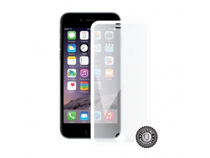 Screenshield™ APPLE iPhone 6/6S Tempered Glass protection display (full COVER white metalic frame)