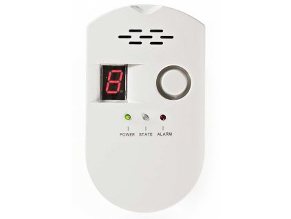 NEDIS detektor plynu/ EN 50194/ hlasitost 85 dB/ síťové napájení/ výdrž snímače 10 let/ bílý