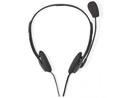 NEDIS headset CHST100BK/ drátová sluchátka + mikrofon/ 2x 3,5 mm jack/ kabel 2 m/ černý