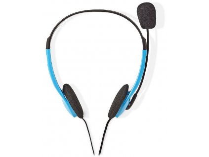 NEDIS headset CHST100BU/ drátová sluchátka + mikrofon/ 2x 3,5 mm jack/ kabel 2 m/ modrý