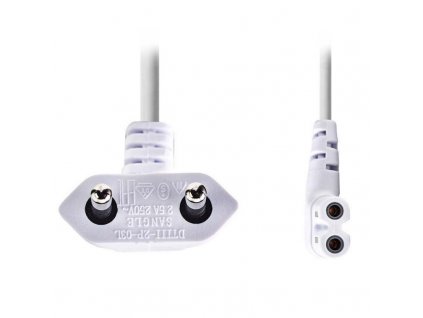 NEDIS napájecí kabel EURO/ zástrčka (úhlová) - konektor IEC-320-C7 (úhlový, levý)/ bílý/ 3m