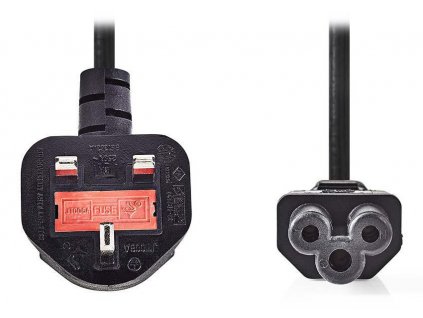NEDIS napájecí kabel/ přímý/ úhlový/ konektor IEC-320-C5/ zástrčka UK/ kulatý/ černý/ 3m