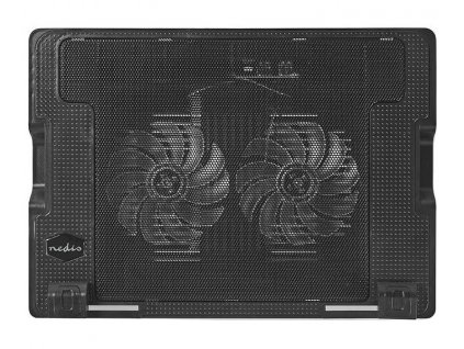 NEDIS stojan na notebook/ univerzální/ pro notebooky do 18"/ 2x ventilátor 140 mm/ USB/ plast-kov/ černý