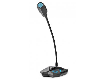 NEDIS stolní herní mikrofon/ ohebné rameno/ tlačítko ztlumení/ USB/ 3,5mm jack/ citlivost -30dB/ černo-modrý