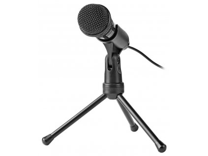 NEDIS stolní všesměrový mikrofon/ tlačítko ON/OFF/ s tříramenným stojanem/ 3,5mm jack/ citlivost -30dB/ černý