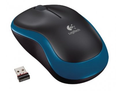 Logitech M185 nano/Kancelářská/Optická/Bezdrátová USB/Modrá