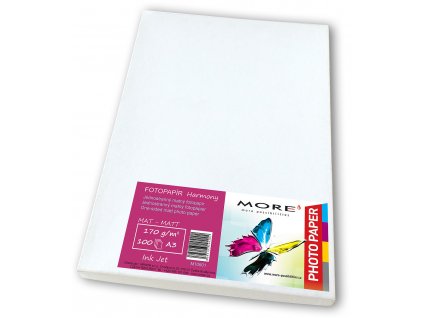 Fotopapír matný bílý kompatibilní s A3, 170g/m2, kompatibilní s ink. tisk., 100 ks