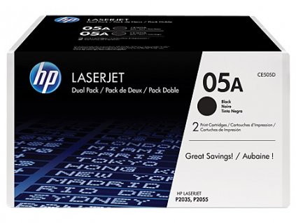 HP tisková kazeta černá velká, CE505D - 2 pack