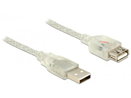 Delock Prodlužovací kabel USB 2.0 Typ-A samec > USB 2.0 Typ-A samice 5 m transparentní