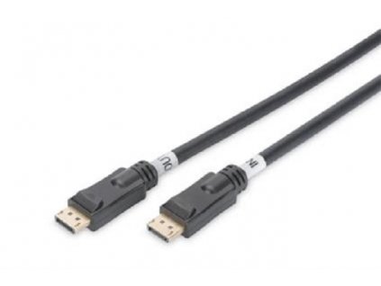 Digitus DisplayPort 1.2. připojovací kabel se zesilovačem 15 m, Ultra HD 4K ,zlacené konektory