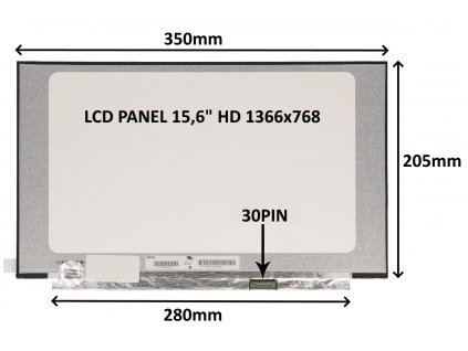 LCD PANEL 15,6'' HD 1366x768 30PIN MATNÝ / BEZ ÚCHYTŮ