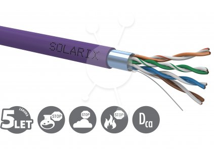 Instalační kabel Solarix CAT5E FTP LSOH Dca-s1,d2,a1 500m/cívka SXKD-5E-FTP-LSOH