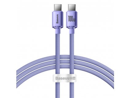 Baseus CAJY000605 Crystal Shine Series Datový Kabel USB-C - USB-C 100W 1,2m Purple