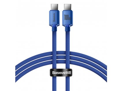 Baseus CAJY000603 Crystal Shine Series Datový Kabel USB-C - USB-C 100W 1,2m Blue