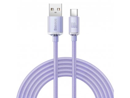 Baseus CAJY000505 Crystal Shine Series Datový Kabel USB - USB-C 100W 2m Purple