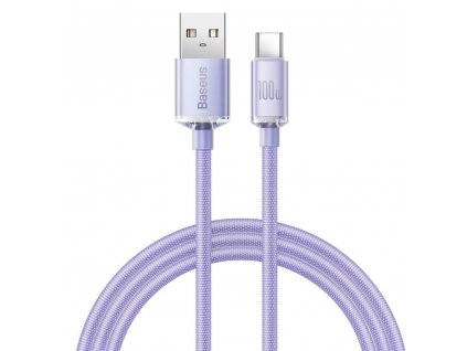 Baseus CAJY000405 Crystal Shine Series Datový Kabel USB - USB-C 100W 1,2m Purple