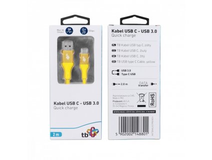 TB USB 3.0/USB-C 2m premium 3A žlutý