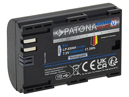 PATONA baterie pro foto Canon LP-E6NH 2400mAh Li-Ion Platinum USB-C nabíjení