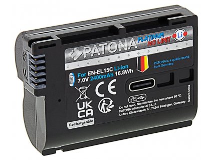 PATONA baterie pro foto Nikon EN-EL15C 2400mAh Li-Ion Platinum USB-C nabíjení