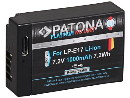 PATONA baterie pro foto Canon LP-E17 1000mAh Li-Ion Platinum USB-C nabíjení