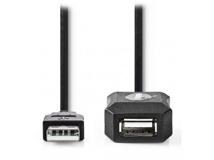 NEDIS prodlužovací aktivní kabel USB 2.0/ zástrčka USB-A - zásuvka USB-A/ černý/ 5m