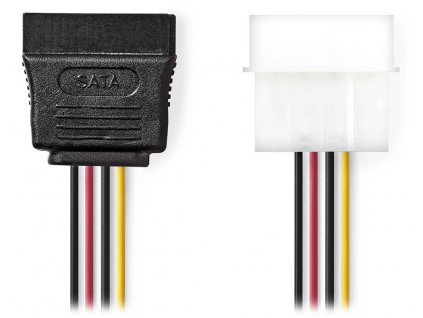NEDIS redukční kabel interního napájení/ 15-pinová zásuvka SATA - zástrčka Molex/ 15cm/ více barev