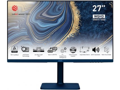 MSI Modern MD272QP Ultramarine/ 27"/ 2560x1440/ IPS/ 4ms/ 300cd/m2/ 1000:1/ HDMI/ DP/ USB/ USB-C/ modrý