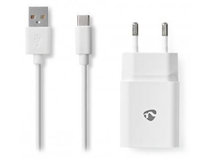 NEDIS síťová nabíječka/ USB-C/ 2.4 A/ 5.0 VDC/ bílá/ kabel 1m