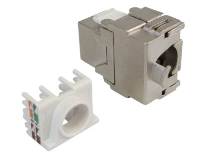 XtendLan Keystone jack RJ45, CAT6A, STP, stříbrný, 180 st, zaklapávací zezadu