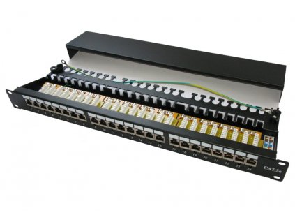 XtendLan Patch panel 19", 24 portů, stíněný, C5E,dual, 2xAu, s LED vyhledáváním