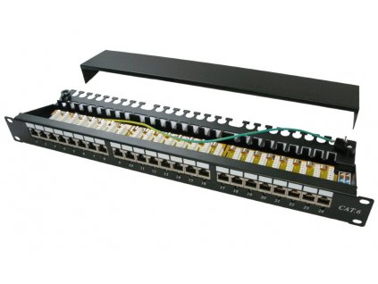 XtendLan Patch panel 19", 24 portů, stíněný, C6,dual, 2xAu, s LED vyhledáváním