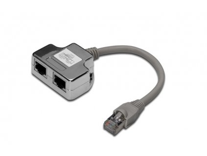 Digitus CAT 5e, 2x 1: 1, propojovací adaptér, stíněný 2x RJ45-zásuvka na 1x RJ45-Plug, délka 0,19 m