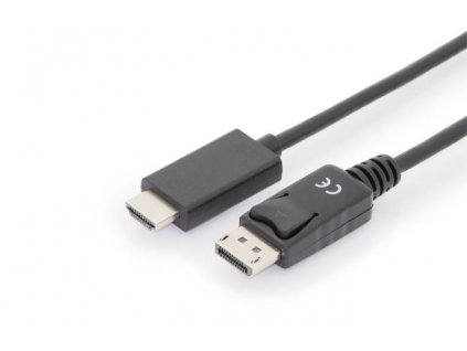 Digitus kabelový adaptér DisplayPort, DP - HDMI typu A, M / M, 2,0 m, s blokováním, DP 1.2_HDMI 2.0, 4K / 60Hz, CE, bl