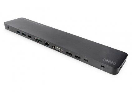 DIGITUS Univerzální dokovací stanice pro notebook 14 ", USB-C 3x video, 3x USB 3.0, 2x USB-C, 2x USB 2.0, RJ45