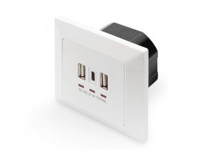 DIGITUS Napájecí zásuvka DIGITUS s porty USB-A a USB-C pro zapuštěnou montáž