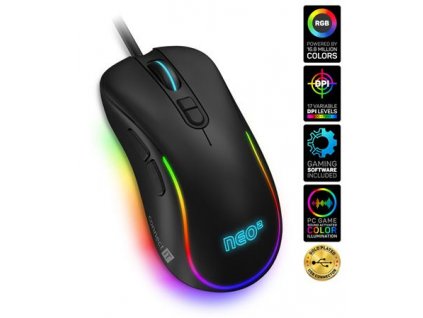CONNECT IT NEO 2 herní myš+SW, 7200 DPI,RGB podsvícení, USB, ČERNÁ