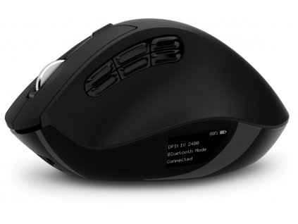 CONNECT IT FOR HEALTH DualMode bezdrátová ergonomická myš s LCD displejem, 2.4 GHz & Bluetooth 5.0, ČERNÁ